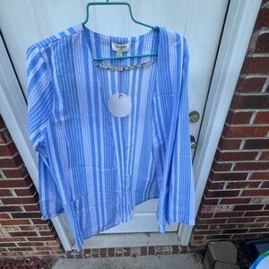 baby blue & white strip blazer